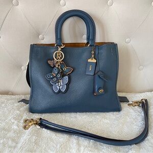 Rare Coach Rogue 30 Dark Denim (2nd Generation), with bonus Butterfly Bag Charm